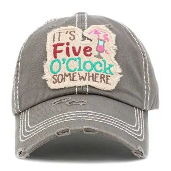 2/$30 Light Grey Its Five OClock Somewhere Ladies Ball Cap - Picture 1 of 6
